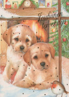 Buon Anno Natale CANE Vintage Cartolina CPSM #PAZ942.A - Neujahr