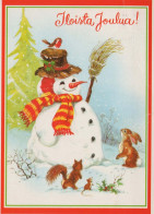 Bonne Année Noël BONHOMME DE NEIGE Vintage Carte Postale CPSM #PAZ778.A - Nieuwjaar