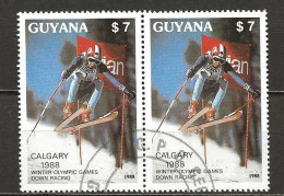 Calgary 1988 Winter Olympic Games Mi.Nr.2408 Gebraucht Im Paar - Guyana (1966-...)