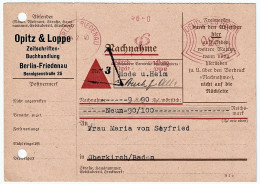 "Opitz & Loppe" To Maria Von Seyfried In Oberkirch - Company Postcard With Special Seal DR 023 Berlin February 24, 1940 - Postkarten