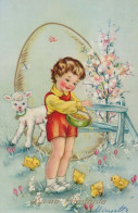 OSTERN KINDER HUHN EI Vintage Ansichtskarte Postkarte CPA #PKE335.A - Easter