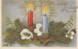 Feliz Año Navidad VELA Vintage Tarjeta Postal CPSMPF #PKD976.A - Nieuwjaar