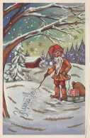 BABBO NATALE Buon Anno Natale GNOME Vintage Cartolina CPSMPF #PKD892.A - Santa Claus