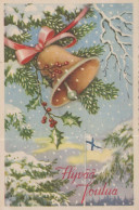 Bonne Année Noël CLOCHE Vintage Carte Postale CPSMPF #PKD528.A - New Year