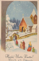 Feliz Año Navidad IGLESIA Vintage Tarjeta Postal CPSMPF #PKD321.A - New Year