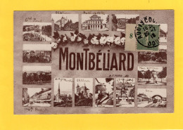 25 - Montbéliard - Multivues ( 15 Vues Différentes ) - Millésime 8 De 1918 Sur Semeuse 15c Vert Fond Ligné - - Montbéliard