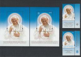 Pologne Vatican 2014 Emission Commune Canonisation Pape Jean Paul II Pope Poland Joint Issue John Paul II - Emissioni Congiunte