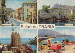 CARTOLINA  C14 TRABIA,PALERMO,SICILIA-SALUTI DA TRABIA-CORSO LA MASA-CASTELLO LANZA-CAPPELLA S.ROSALIA-VIAGGIATA 1970 - Palermo