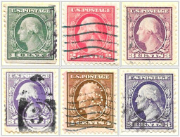USA 1908 - 1909 George Washington 6 Values Shades Used V1 - Used Stamps