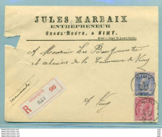 Recommandée " Entr.Jules Marbaix à Nimy "  1892 Prix Diminué -( Pas D'offre Inférieure) - Other & Unclassified