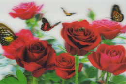 FLORES LENTICULAR 3D Vintage Tarjeta Postal CPSM #PAZ171.A - Fleurs