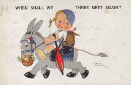 ESEL Tiere Kinder Vintage Antik Alt CPA Ansichtskarte Postkarte #PAA111.A - Ezels