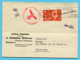 Zensur Postkarte Von Zürich Nach Mulhouse 1941 - Absender: J. Meister Söhne - Briefe U. Dokumente