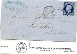 Paris - LAC Affr N° 14A Obl étoile Tàd Type 1369 (chiffre échoppé à Gauche) Rare - 1849-1876: Klassieke Periode