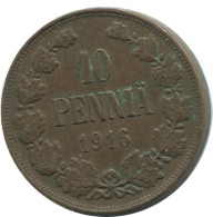 10 PENNIA 1916 FINNLAND FINLAND Münze RUSSLAND RUSSIA EMPIRE #AB125.5.D.A - Finlandia