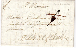 Paris - LAC (de Puteaux 10/11/1764) Mention Postale "Flandres", Taxe 6 Annulée Pour Franchise - 1701-1800: Precursores XVIII