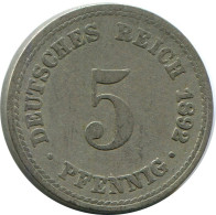 5 PFENNIG 1892 A ALEMANIA Moneda GERMANY #DB251.E.A - 5 Pfennig