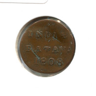1808 BATAVIA VOC 1/2 DUIT INDES NÉERLANDAIS NETHERLANDS Koloniale Münze #VOC2120.10.F.A - Indes Neerlandesas
