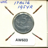 5 LIRE 1954 R ITALIEN ITALY Münze #AW603.D.A - 5 Liras