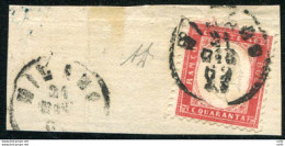 Vitt. Emanuele II Cent. 40 Rosso Carminio Su Frammento - Storia Postale