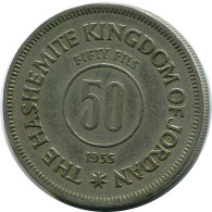 ½ DIRHAM / 50 FILS 1955 JORDANIA JORDAN Moneda #AP066.E.A - Jordania