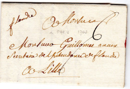 Paris - LAC (de Paris 22/06/1768) Mention Postale "Flandres", Taxe 6 Pour Lille - 1701-1800: Precursori XVIII