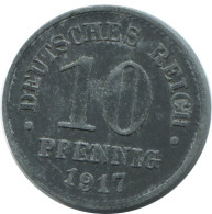 10 PFENNIG 1917 DEUTSCHLAND Münze GERMANY #AD513.9.D.A - 10 Pfennig