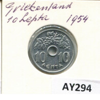 10 LEPTA 1954 GREECE Coin #AY294.U.A - Grecia