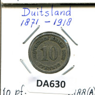 10 PFENNIG 1888 A DEUTSCHLAND Münze GERMANY #DA630.2.D.A - 10 Pfennig