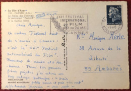 France, Thème CINEMA - Flamme FESTIVAL DE CANNES 1968 - Carte Postale - (C1029) - Kino