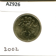 10 CENTS 2002 ZYPERN CYPRUS Münze #AZ926.D.A - Cipro