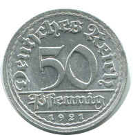 50 PFENNIG 1921 A GERMANY Coin #AE422.U.A - 50 Renten- & 50 Reichspfennig