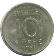10 ORE 1961 SCHWEDEN SWEDEN SILBER Münze #AD103.2.D.A - Zweden