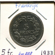 5 FRANCS 1933 FRANKREICH FRANCE Französisch Münze #AM364.D.A - 5 Francs