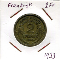 2 FRANCS 1933 FRANKREICH FRANCE Französisch Münze #AM589.D.A - 2 Francs