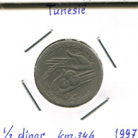 1/2 DINAR 1997 TUNISIE TUNISIA Pièce #AP840.2.F.A - Túnez