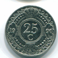 25 CENTS 1990 NIEDERLÄNDISCHE ANTILLEN Nickel Koloniale Münze #S11268.D.A - Niederländische Antillen