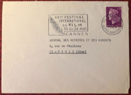 France, Thème CINEMA - Flamme FESTIVAL DE CANNES 1968 - Morceau D'enveloppe - (C1034) - Cinéma