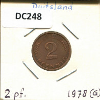 2 PFENNIG 1978 G BRD ALEMANIA Moneda GERMANY #DC248.E.A - 2 Pfennig