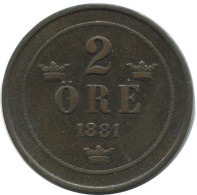 2 ORE 1881 SWEDEN Coin #AC971.2.U.A - Suecia