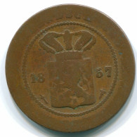 1 CENT 1857 INDES ORIENTALES NÉERLANDAISES INDONÉSIE INDONESIA Copper Colonial Pièce #S10023.F.A - Indes Néerlandaises