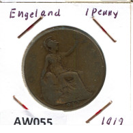 PENNY 1912 UK GRANDE-BRETAGNE GREAT BRITAIN Pièce #AW055.F.A - D. 1 Penny