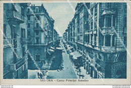 Bq169 Cartolina Savona Citta' Corso Principe Amedeo 1944 Bollo R.sociale - Savona