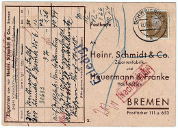 Company Postcard Heinr. Schmidt & Co.Cigar Factory And Heurenmann & Franke Hauf-Kaffe BREMEN Seal SCHWEIDNITZ 19/11/1938 - Briefkaarten