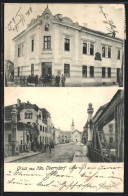 AK Oberndorf Bei Salzburg, Neu Oberndorf, Haus J. Th. Schachinger, Strassenpartie Mit Blick Zur Kirche  - Other & Unclassified