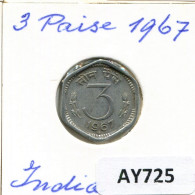 3 PAISE 1967 INDIA Coin #AY725.U.A - India