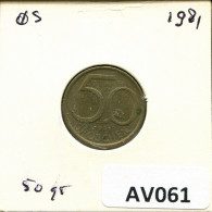 50 GROSCHEN 1981 ÖSTERREICH AUSTRIA Münze #AV061.D.A - Autriche