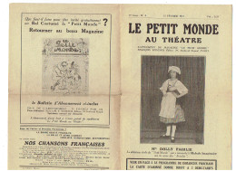 Feuillet Journal - LE PETIT MONDE Au Théâtre - 1921 - Mlle Dolly Fairlie -  TOTO-JIM Bande Dessinée - N°4 - Sonstige & Ohne Zuordnung
