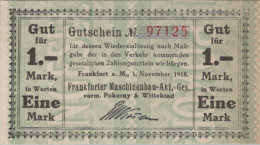 1 MARK 1918 Stadt FRANKFURT AM MAIN Hesse-Nassau UNC DEUTSCHLAND Notgeld #PI132 - [11] Emissioni Locali