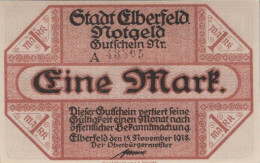 1 MARK 1918 Stadt ELBERFELD Rhine UNC DEUTSCHLAND Notgeld Banknote #PA526 - [11] Emissioni Locali